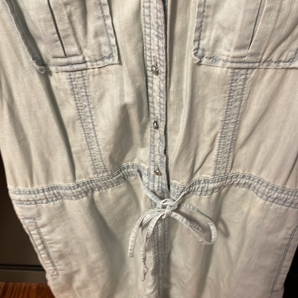 NWOT INC soft faded denim sleeveless dress with rhinestone buttons. Size 2. - Picture 5 of 6